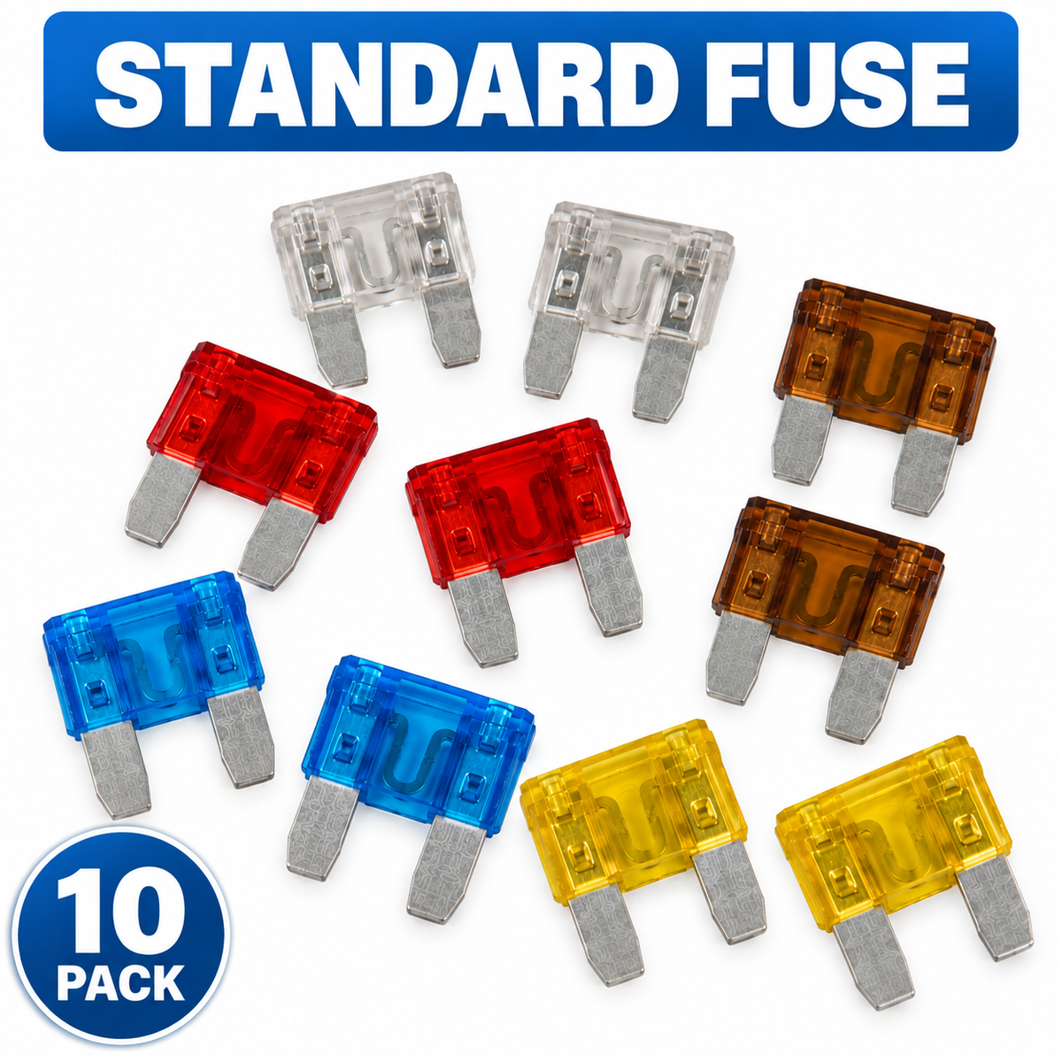 Standard Blade Car Fuses – Mixed Amp Pack of 10
