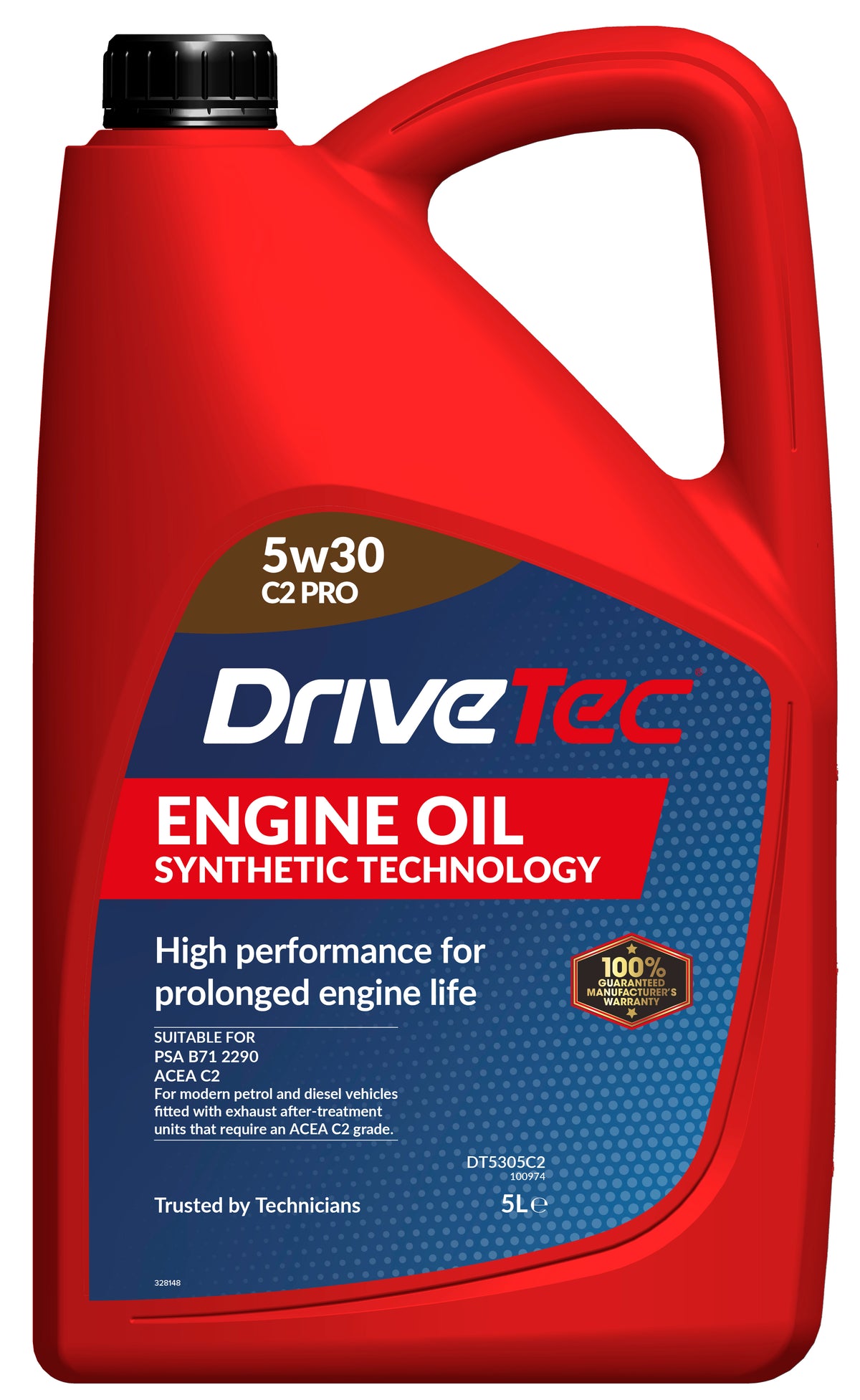 Drivetec 5W-30 C2 Pro Fully Synthetic Engine Oil (PSA Specification) - 5L
