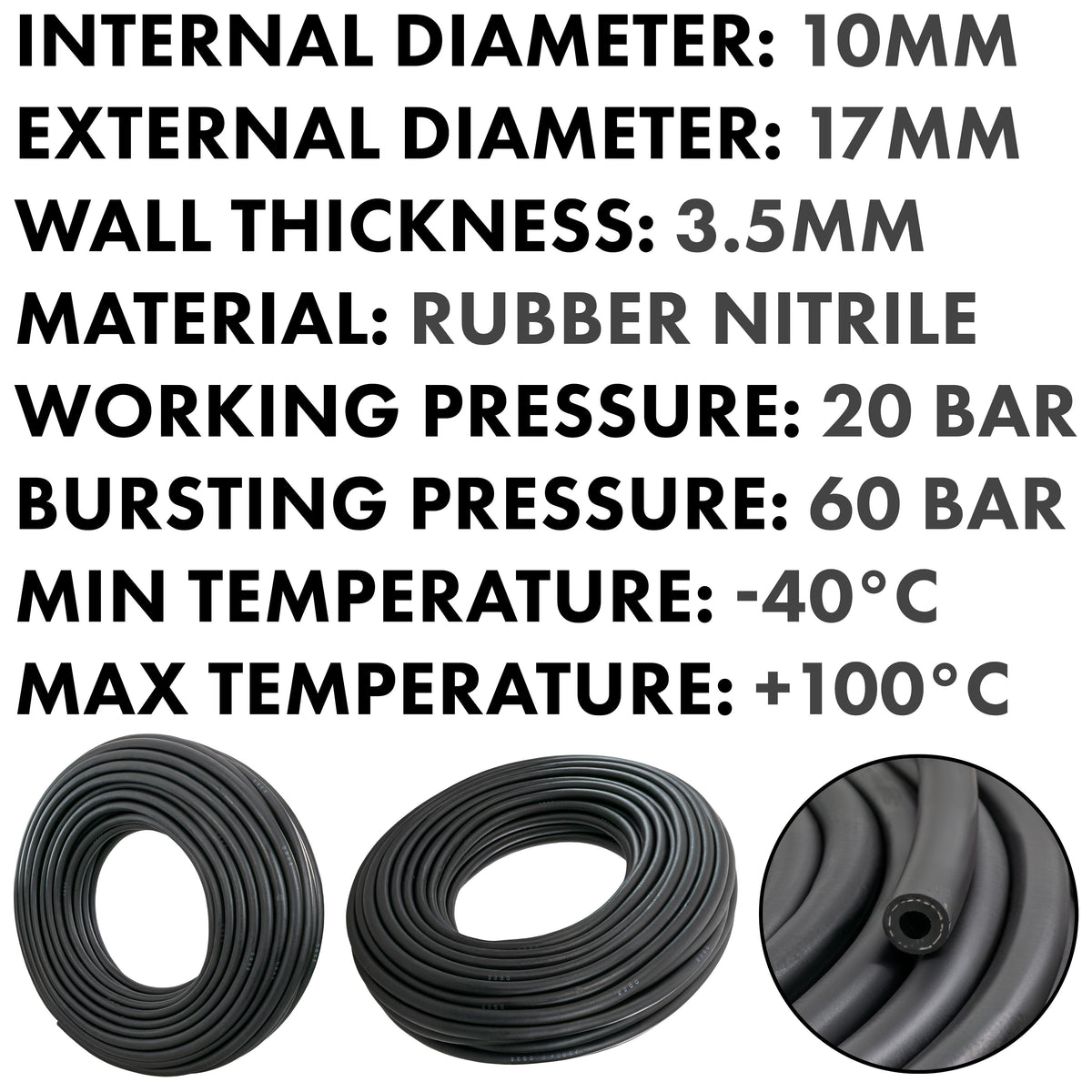 10mm Braided Rubber Fuel Hose, SAE J30 R6