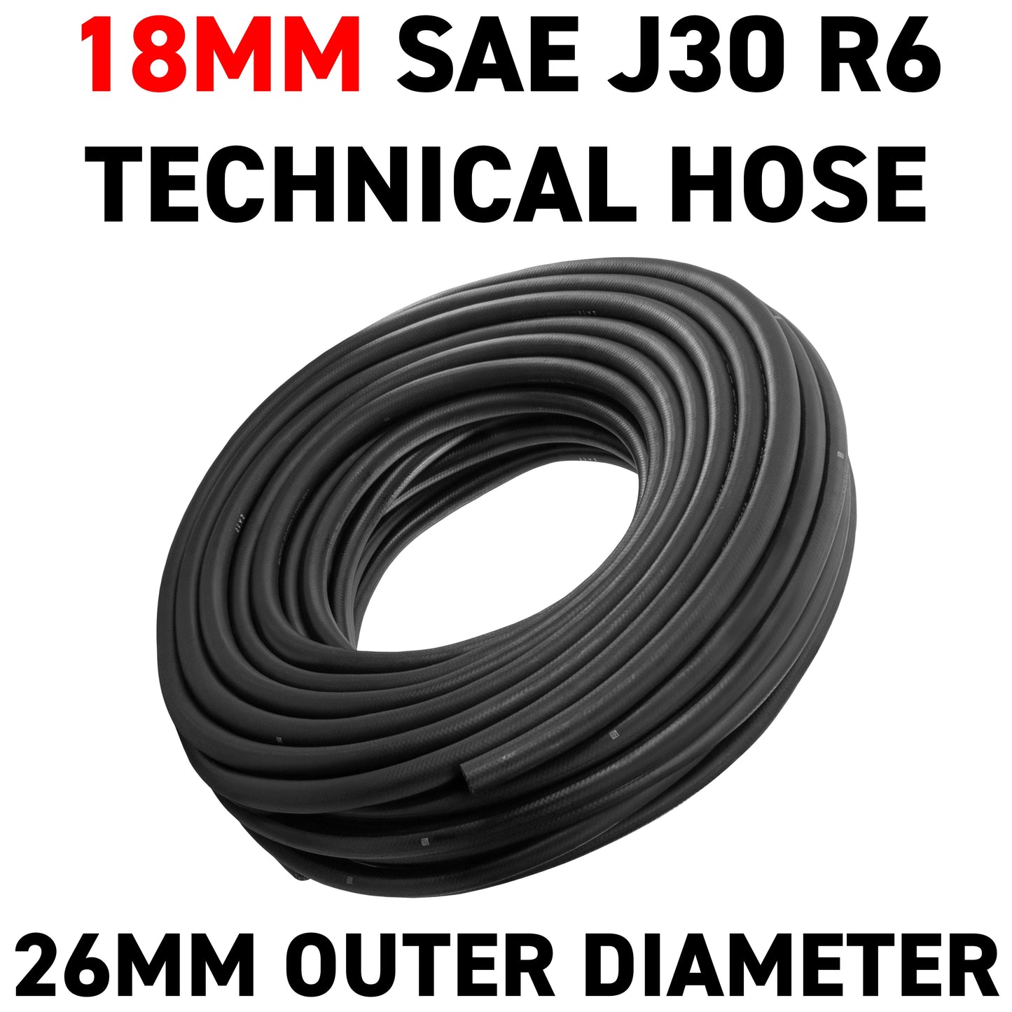18mm Braided Rubber Fuel Hose, SAE J30 R6